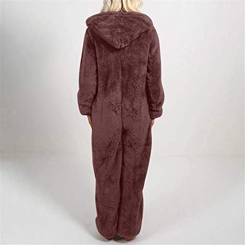 Dasongff Onesie - Mono para mujer, cómodo y de una pieza, pijama para mujer, pijama, mono de entrenamiento, traje de cuerpo entero, ropa de noche, ropa de casa, con capucha y cremallera