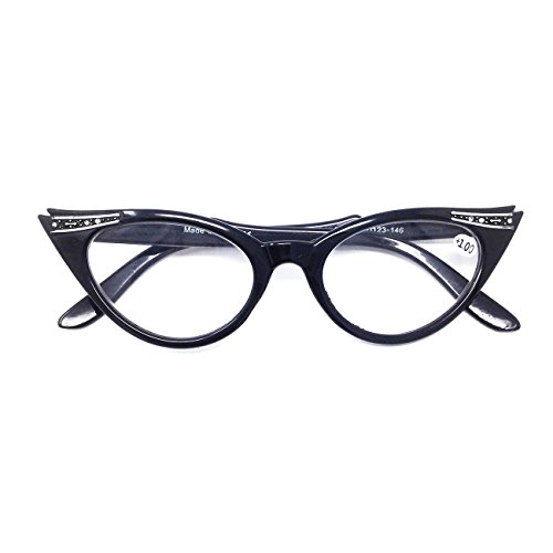 Dawnzen® Mujer Gafas de Lectura Gafas de Gato Montura, 50's Montura Ojo De Gato Lente +1.00 Dioptrías Vintage gafas para Presbicia Vista Cansada