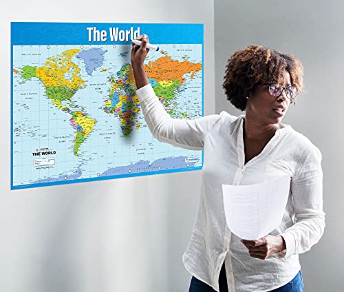 Daydream Education - Mapamundi, póster geográfico, papel laminado brillante de 850 mm x 594 mm (A1), póster para clase de geografía, mapa educativo