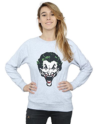 DC Comics Mujer The Joker Big Face Camisa De Entrenamiento XX-Large Cuero Gris