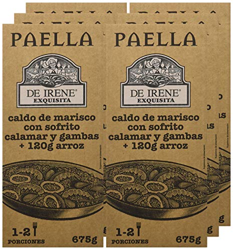 De Irene Paellas y Fideuas, Plato envasado de Paella, Arroz y Marisco - 6 unidades, 12 Raciones, Total 4050 gr.