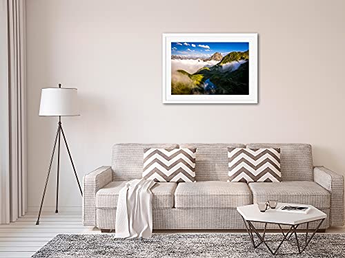 Declina, póster paisaje, póster de paisaje, póster con marco, póster bajo marco El Pic du Midi de Ossau, 40 x 60 cm, marco blanco con paspartú