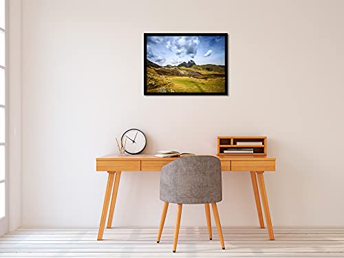 Declina, póster paisaje, póster de paisaje, póster con marco, póster Pic del Midi de Ossau, 20 x 30 cm, marco negro