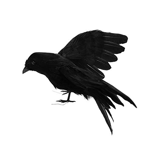 Delaman Cuervos Emplumados Cuervo de Aspecto Realista, Pájaros Cuervos Emplumados Negros, Decoración de Halloween Prop, Fiesta Spooky Decoración para el Hogar (Color : #3)