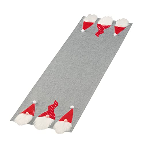 Delindo Lifestyle® Camino de mesa WiCHTEL gris, 40 x 140 cm, con aplicaciones bordadas, moderno mantel para Navidad con aplicaciones