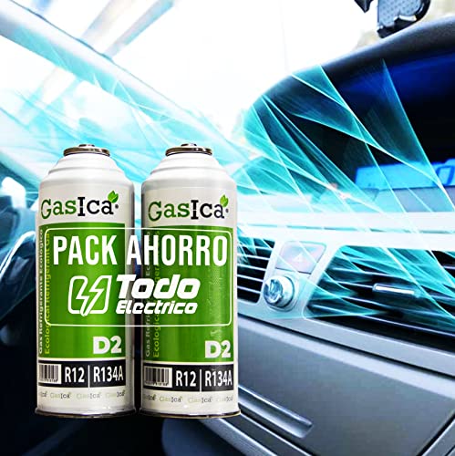 Desconocido Todoelectrico - Gasica D2 Pack Ahorro (2 Botellas x255Gr) Gas Refrigerante orgánico ecológico sustituto de R12, R134A valido para recargas en vehículos.