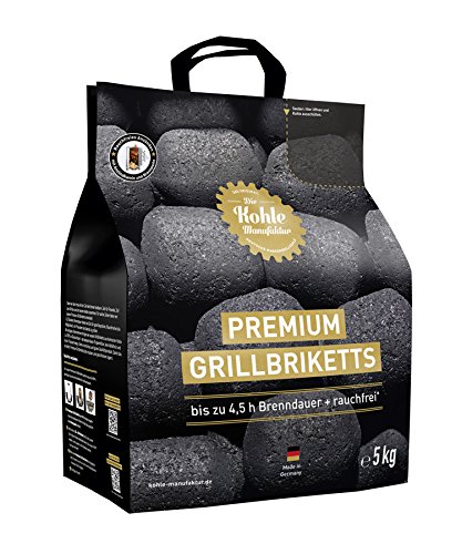 Die Kohle-Manufaktur Premium Grillbriketts 5kg Briqueta para Barbacoa, Negro