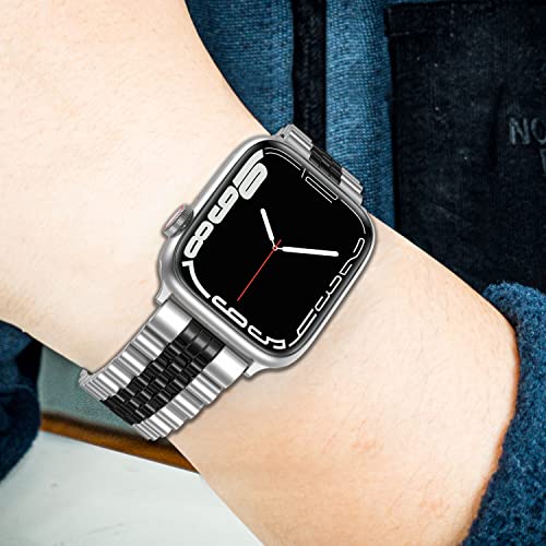 Diruite Compatible con Apple Serie Watch 7 45MM/6/5/4/SE 44MM Correa,Nueva ActualizacióN Galvanoplastia Metal Acero Inoxidable Doble Cierre Desplegable