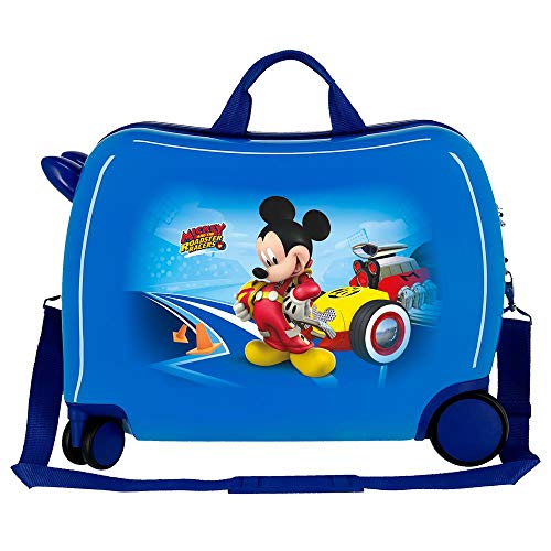 Disney Lets Roll Mickey Maleta Infantil Azul 50x49x20 cms Rígida ABS Cierre de combinación Lateral 39L 3 kgs 4 Equipaje de Mano
