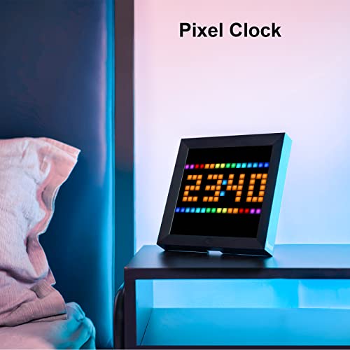 Divoom Pixoo - Marco de fotos digital con control de luz de ambiente - 8,6 pulgadas - Reloj inteligente LED de escritorio/pared - Lámpara decorativa para sala de juegos - Decoración del hogar
