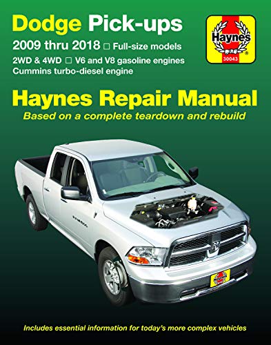 Dodge V6 & V8 Gas & Cummins Turbo-Diesel Pick-Ups (09-18) Haynes Repair Manual: Full-Size Models * 2wd & 4WD * V6 and V8 Gasoline Engines * Cummins Turbo-Diesel Engine (Haynes Automotive)