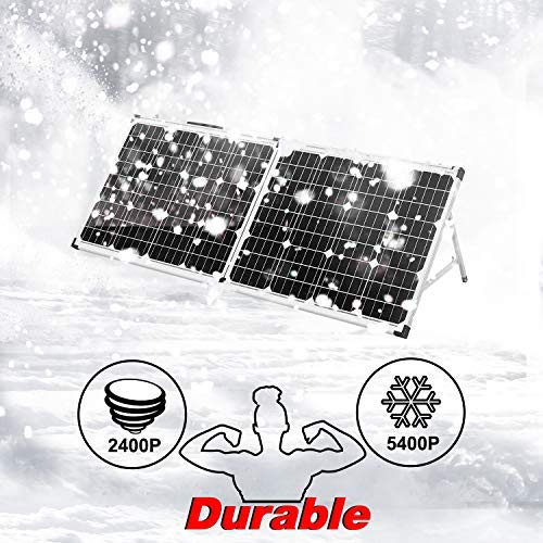DOKIO Panel solar plegable de 160 W y 18 V con regulador de carga solar PWM (2 puertos USB) para batería de 12 V, incluye bolsa de transporte, camping, adecuado para caravanas, barcos