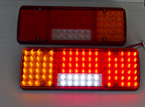 Dos luces traseras LED de 12 V con cinco funciones; diseño ultrafino para camiones, remolques, chasis, coches volquete LKW, caravanas y autocaravanas.