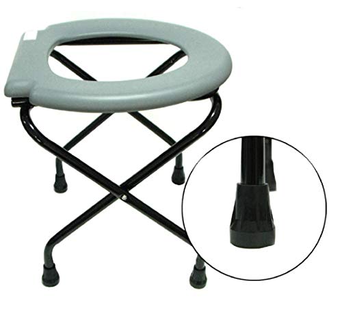 Ducomi Taburete plegable WC para personas mayores y discapacitadas de aluminio y titanio – Silla de baño portátil para movilidad asistida