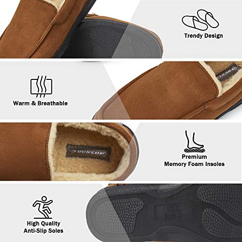 Dunlop Zapatillas Casa Hombre | Pantuflas Estilo Mocasines Cerradas | Zapatillas de Casa Invierno Calientes Suela de Goma Dura | Regalos Originales para Hombre (44, Maron, numeric_44)