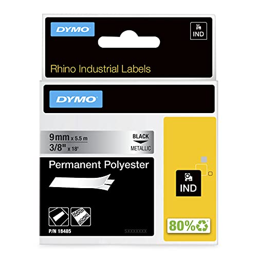 DYMO 9mm Rhino Permanent Polyester D1 Cinta para Impresora de Etiquetas - Cintas para impresoras de Etiquetas (D1, Poliéster, Caja, 5,5 m, 34 mm, 85 mm)