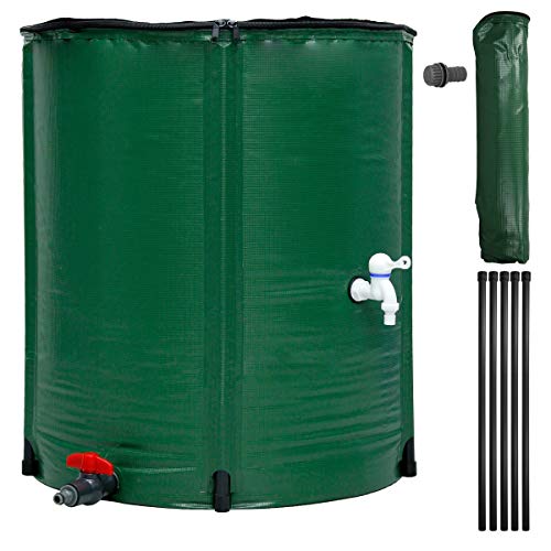 ECD Germany Tanque de Agua de Lluvia Plegable 200 L con Grifo Ø60 x 70 cm Fabricado en PVC Verde Barril Recolección de Agua Provisión de Almacenamiento Precipitaciones Cisterna para Depósito Exterior