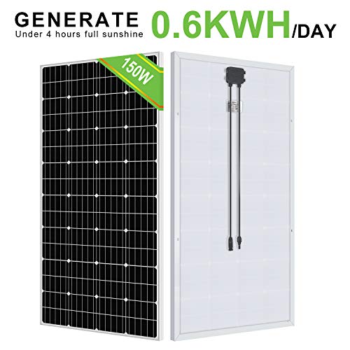 ECO-WORTHY 150W 0.6KWH / día 12V Off Grid Kit completo de sistema de energía solar: Panel solar de 150W + Controlador de carga LCD de 20A + Batería de litio de 30AH 12V + Inversor de 600W