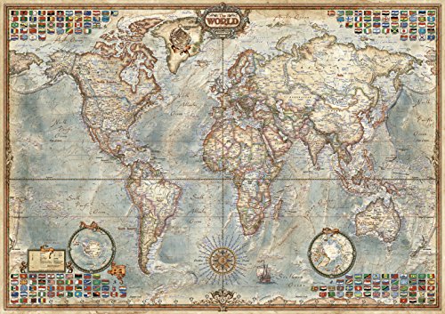 Educa - El Mundo, Mapa político geografía Puzzle, 1 500 Piezas, Multicolor (16005)