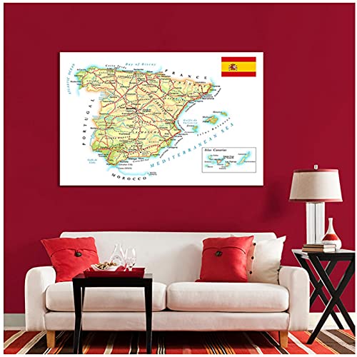 El mapa de ruta de transporte de España pintura en lienzo carteles e impresiones imágenes artísticas de pared decoración del hogar suministros educativos