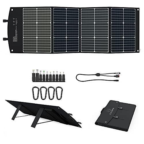ELECAENTA Panel Solar Portátil 120W Cargador Solar Plegable Monocristalino Impermeable con DC Tipo C PD45W QC3,0 USB-A para Generador Power Station Tableta Camping Caravanas