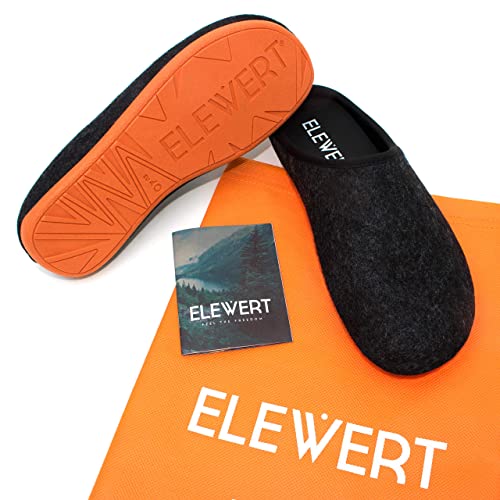 ELEWERT® - NATURAL-W1-BLACK-ORANGE-II - Zapatillas para casa, Confort, Unisex, Interior, Exterior, Suela de Caucho, Plantilla extraíble reciclada, Designed IN Europe, Made IN Spain. Talla 44