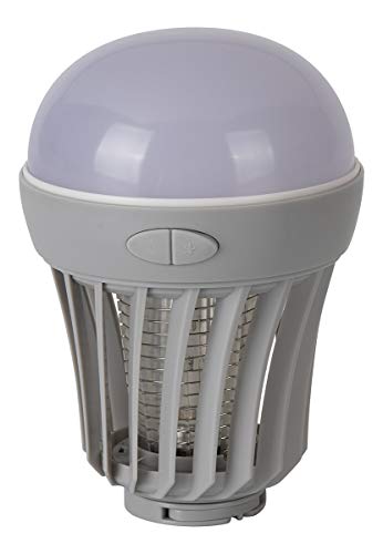 Elimina Insectos Jata Hogar MELI0320 y lámpara portátil con 3 intensidades. 6 Bombillas de LED Ultravioleta como atrayentes. Resistente al Agua. Área de acción: 25 m2. Uso Interior y Exterior