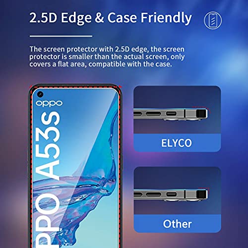 ELYCO Protector de Pantalla para OPPO A52/A53/A72/A53s/A73 5G, Vidrio Templado [2 Unidades] [Alta Definicion] 9H Dureza Anti-Caída/Anti-Rasguños Sin Burbujas Cristal Templado Screen Protector
