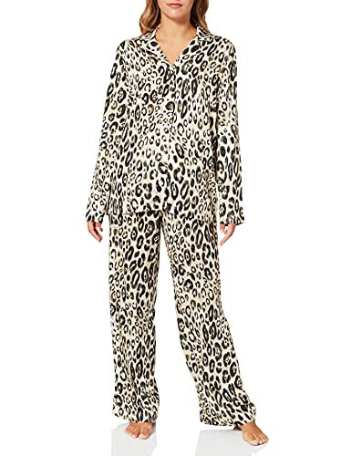 Emporio Armani All Over Print Viscose Set de Pijama, Mujer, Beige (Huella Animal), XL