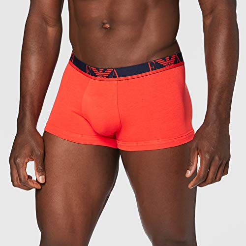 Emporio Armani Underwear 3-Pack Trunk Monogram Boxer, Mar/Anemon/Grenadine, L para Hombre