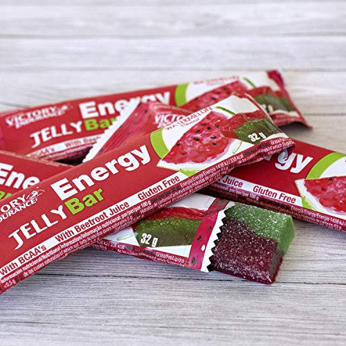 Energy Jelly Bar Sandía. 32g x 24 barritas Aportan vitaminas, minerales y zumo de remolacha. Sin Gluten.