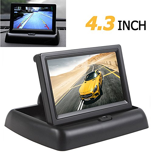 ePathChina 1 Unidades plegable de alta resolución 4.3 "TFT LCD mini monitor de coche con visión trasera cámara de respaldo para vehículo sistema de estacionamiento de marcha atrás