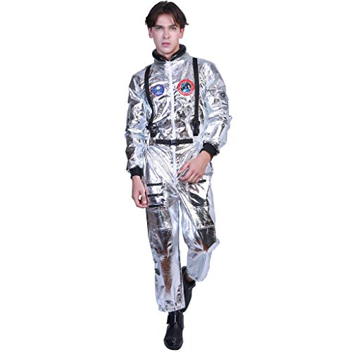EraSpooky Astronauta Disfraz Plateada para Hombre Cadete del Espacio Americano Lujo
