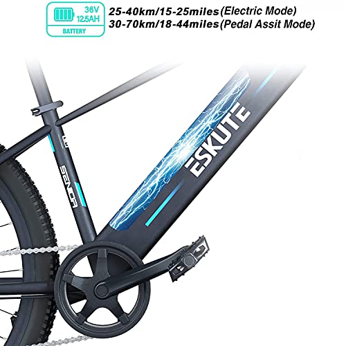 ESKUTE Bicicleta Eléctrica Voyager 27.5'' MTB 36V 12.5Ah para Adultos Unisex, Batería de Litio Extraíble, 250W Motor, Amigo Fiable para día a día y Explorar