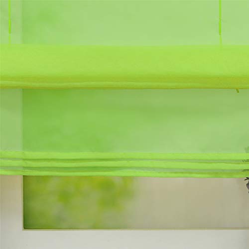 ESLIR Estor para cocina, cortina romana, con jareta superior para colgar de la barra, gasa transparente blanca, 1 unidad, ancho x alto 80 x 155 cm, verde