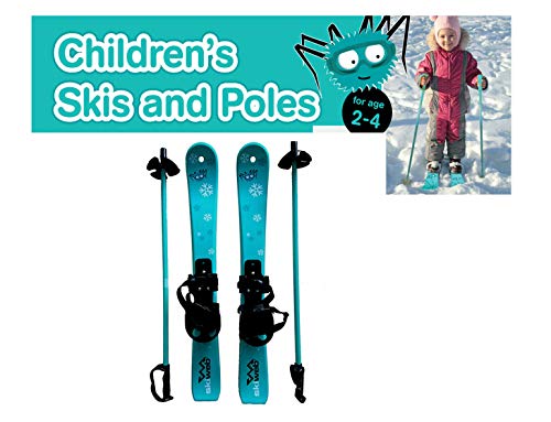 Esquís infantiles de plástico con bastones y punteras 70cm Años 2 - 4