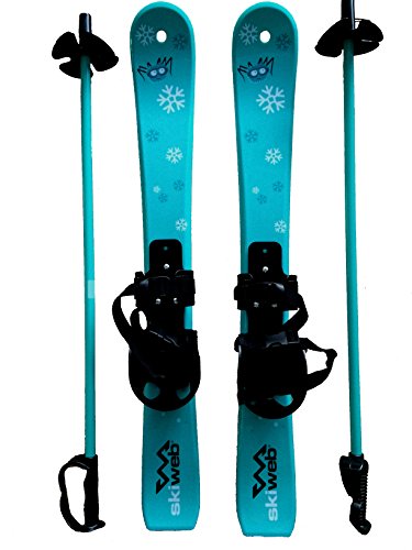 Esquís infantiles de plástico con bastones y punteras 70cm Años 2 - 4