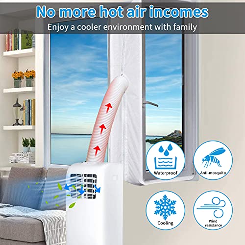 Eterbiz sellado de ventanas para acondicionadores de aire móviles, secadores y secadores de aire de escape, 400 cm, tapón de aire caliente para fijación a ventanas, claraboyas, ventanas abatibles