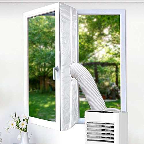 Eterbiz sellado de ventanas para acondicionadores de aire móviles, secadores y secadores de aire de escape, 400 cm, tapón de aire caliente para fijación a ventanas, claraboyas, ventanas abatibles