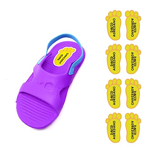Etiquetas para zapatos personalizadas. 8 Pares de adhesivos con forma de pie de 21 x 37'5 mm. Modelo: 3. Amarillo