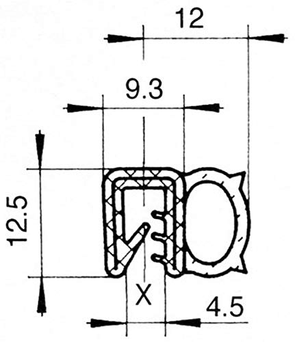 EUTRAS Kantenschutz 0 EUTRAS Dichtungsprofil KSD2055 Türgummi Kofferraumdichtung - Klemmbereich 1,5-3,5 mm - negro - 3 m, Länge