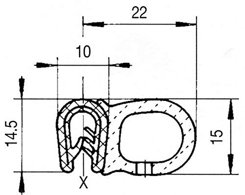 Eutras KSD2053 Junta de goma para maletero, Rango de sujeción 2.0 - 3.5 mm, Negro, 5 m