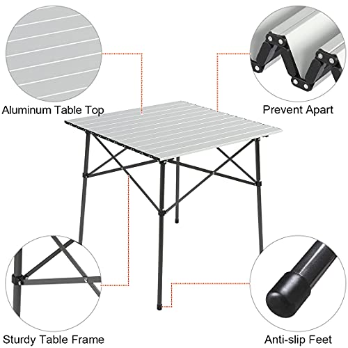 Ever Advanced Mesas de Acampada Camping Plegable Aluminio para 4 Personas Mesa Compacta con Bolsa de Transporte para Picnic Patios Barbacoas Plateado