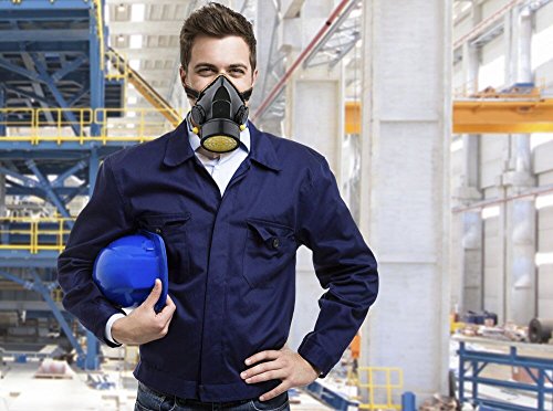 Ewolee Máscara Antigas, Gas Mask Respirador de Cartucho Química Industrial Máscara Reutilizable, Respiradores de Seguridad contra Polvo Niebla Tóxica Pintura en Aerosol
