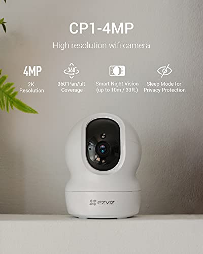 EZVIZ 2K+ 4MP Cámara de Vigilancia WiFi Interior Camara Domo 360º PTZ, Visión Nocturna, Detección de Movimiento, Audio Bidireccional, Compatible con Alexa y Google, Andriod/iOS, CP1