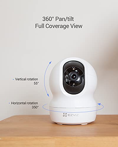 EZVIZ 2K Cámara de Vigilancia WiFi Interior Camara Domo 360º PTZ, Visión Nocturna, Detección de Movimiento, Audio Bidireccional, Compatible con Alexa y Google, Andriod/iOS, CP1