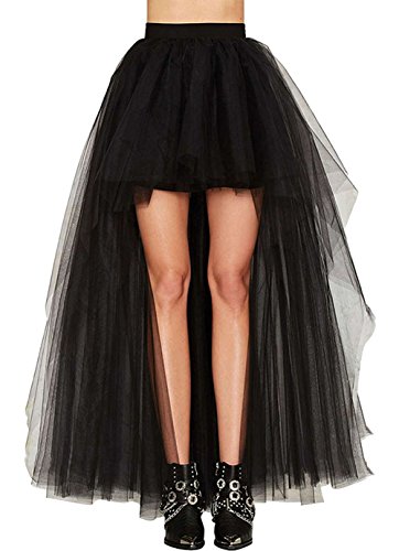 Falda de estilo Steampunk gótico, de Coswe, para mujeres, con gasa, para fiestas y más negro EU 34-35/Medium=Cintura 68 cm