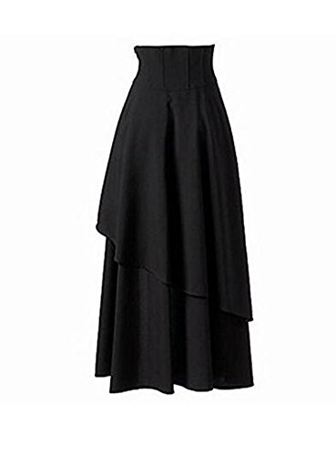 Falda negra estilo gótico, punk, con banda en la cintura, corta por delante y larga por detrás, para mujer; de Taiduosheng Negro negro 0