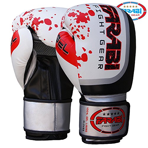 Farabi Sports Boxing Gloves Boxing Gloves for Training Punching Sparring Muay Thai Kickboxing Gloves (White, 12-oz)