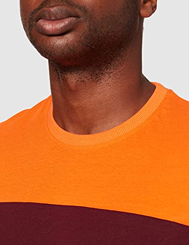 FILA Herren Men PAGAN Blocked Tee T-Shirt, Tawny Port-Mandarin orange-Black, M